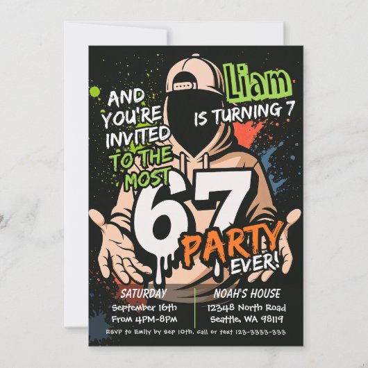 Six Seven Birthday Invitation, 7th Birthday 招待状 (正面)