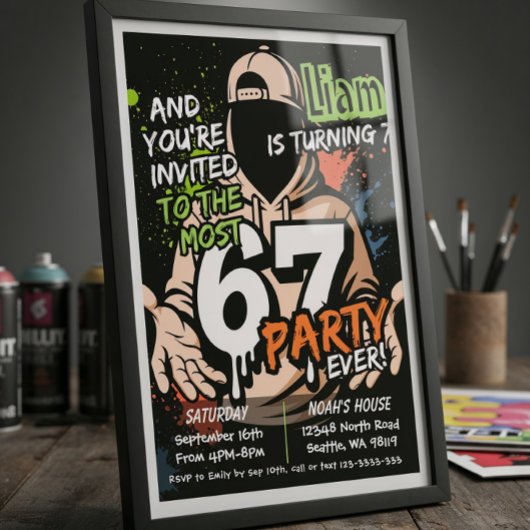 Six Seven Birthday Invitation, 7th Birthday 招待状