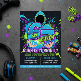 Six Seven Birthday Invitation, 7th Birthday 招待状