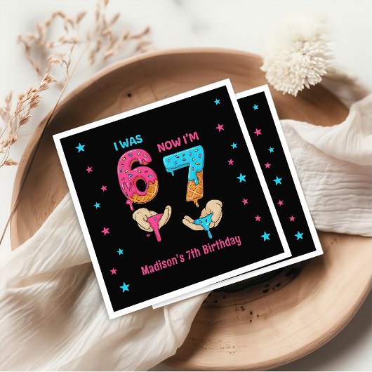Six Seven Birthday Napkins スタンダードカクテルナプキン