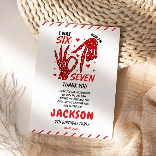 Six Seven Birthday Skeleton Hands Party サンキューカード