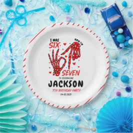 Six Seven Birthday Skeleton Hands Party ペーパープレート