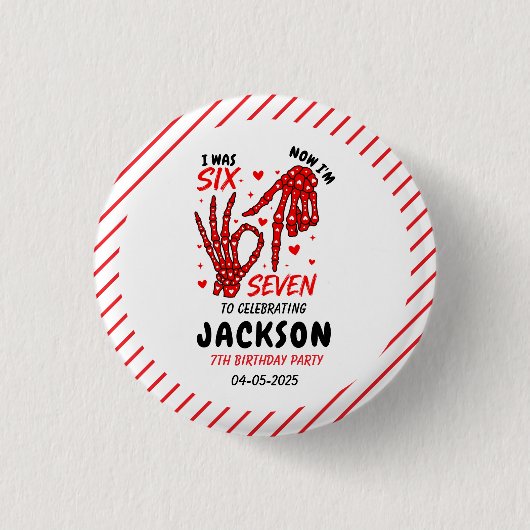Six Seven Birthday Skeleton Hands Party 缶バッジ (正面)