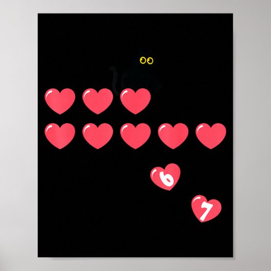 Six Seven Black Cat Knocking Off Hearts Funny 67 V ポスター (正面)