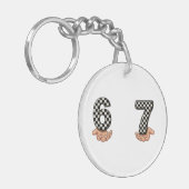 Six Seven Black White Checkered Brain Rot キーホルダー (正面左)