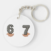 Six Seven Black White Checkered Brain Rot キーホルダー (裏面)