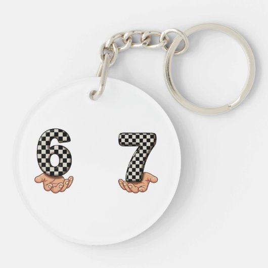 Six Seven Black White Checkered Brain Rot キーホルダー (裏面)