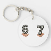 Six Seven Black White Checkered Brain Rot キーホルダー (正面)