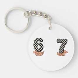 Six Seven Black White Checkered Brain Rot キーホルダー