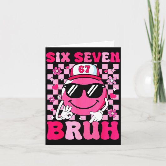 Six Seven Bruh 67 ミーム 笑顔 バレンタイン男子 カード (正面)