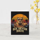 Six Seven Bruh 67 Capybara 6 7 Funny Meme Animal 6 カード (黄色い花)
