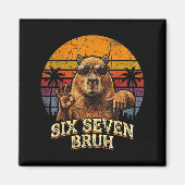 Six Seven Bruh 67 Capybara 6 7 Funny Meme Animal 6 マグネット (正面)