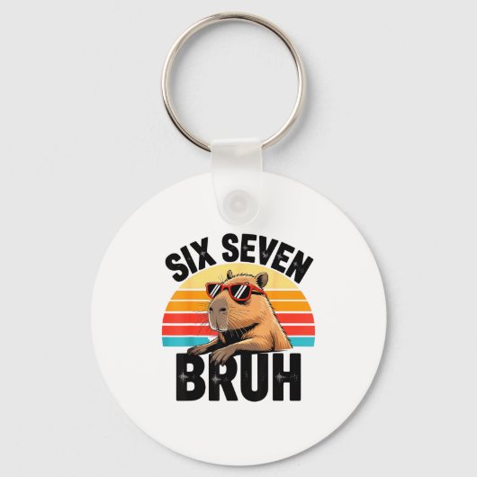 Six Seven Bruh 67 Meme Capybara  キーホルダー (正面)