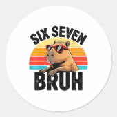 Six Seven Bruh 67 Meme Capybara  ラウンドシール (正面)
