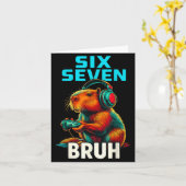 Six Seven Bruh 67 Meme Funny Capybara  カード (黄色い花)