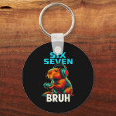 Six Seven Bruh 67 Meme Funny Capybara  キーホルダー (正面)