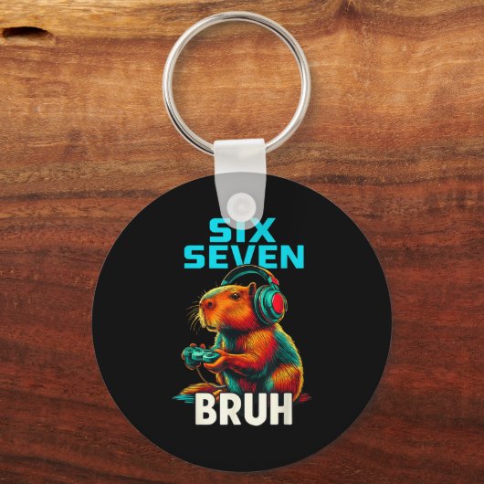 Six Seven Bruh 67 Meme Funny Capybara  キーホルダー (正面)