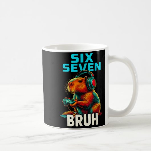 Six Seven Bruh 67 Meme Funny Capybara  コーヒーマグカップ (右)