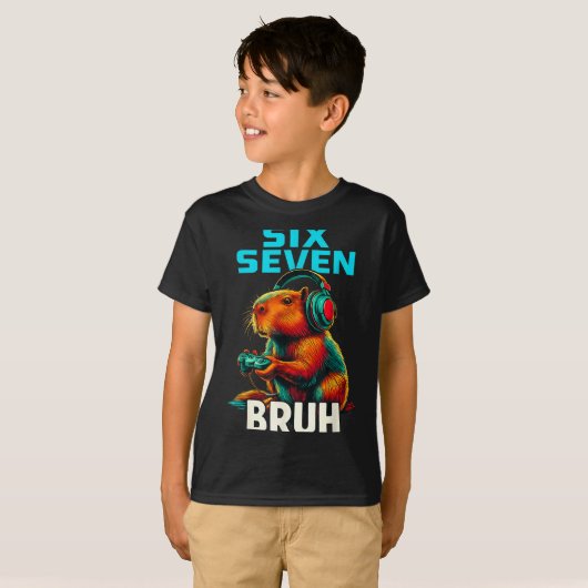Six Seven Bruh 67 Meme Funny Capybara  Tシャツ (正面フル)