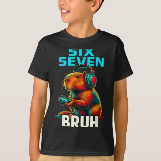 Six Seven Bruh 67 Meme Funny Capybara  Tシャツ (正面)