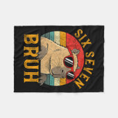 Six Seven Bruh 67 Meme Funny Capybara Viral Six Se フリースブランケット (正面(横))