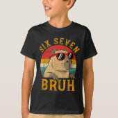Six Seven Bruh 67 Meme Funny Capybara Viral Six Se Tシャツ (正面)