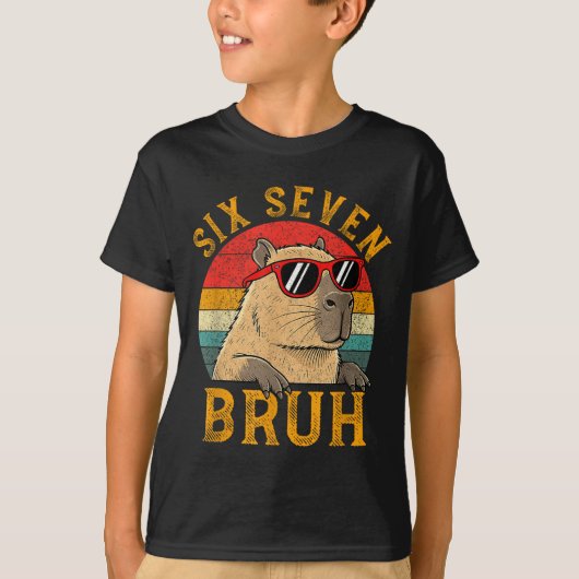 Six Seven Bruh 67 Meme Funny Capybara Viral Six Se Tシャツ (正面)