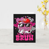 Six Seven Bruh 67 Meme Smile Face Valentines Day B カード (黄色い花)