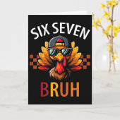 Six Seven Bruh 6 7 ミーム 七面鳥 感謝祭 ボーイ ギフト カード (黄色い花)