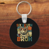 Six Seven Bruh 6 7 Meme Cat Lover 6-7 Funny Cat 67 キーホルダー (正面)