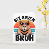 Six Seven Bruh 6 7 Meme Funny Capybara 6 7  カード (黄色い花)