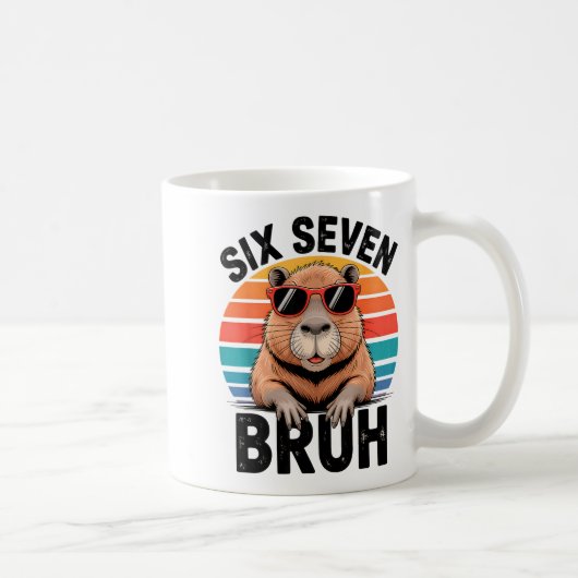 Six Seven Bruh 6 7 Meme Funny Capybara 6 7 コーヒーマグカップ (右)