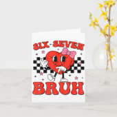 Six Seven Bruh 6 7 Meme Funny Valentines Day Girls カード (黄色い花)