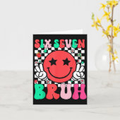 Six Seven Bruh 6 7 Meme Gen Alpha Slang Funny Shir カード (黄色い花)