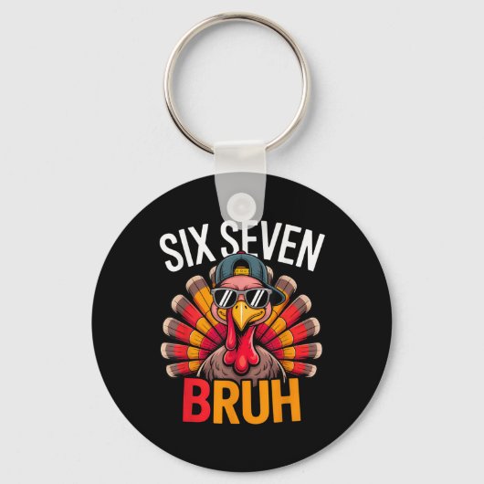 Six Seven Bruh 6 7 Meme Turkey Thanksgiving Boy Gi キーホルダー (正面)