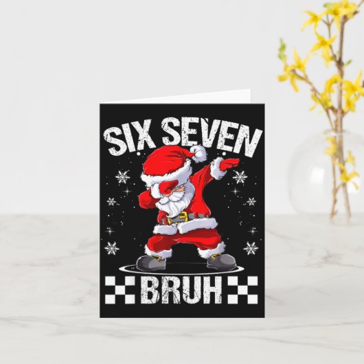Six Seven Bruh 6-7 Meme Xmas Matching Pjs Christma カード (黄色い花)