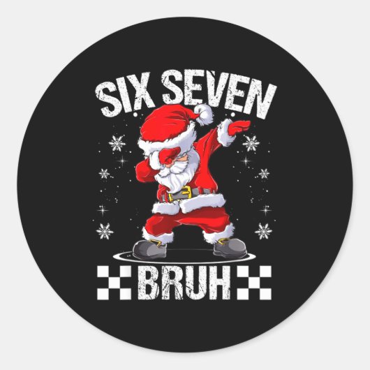 Six Seven Bruh 6-7 Meme Xmas Matching Pjs Christma ラウンドシール (正面)