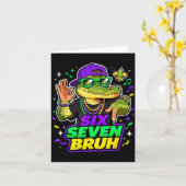 Six Seven Bruh Alligator Mardi Gras 67 Meme Quote  カード (黄色い花)