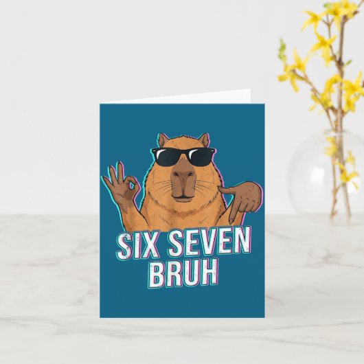 Six Seven Bruh Capybara 67 Boys Teens Kids Animals カード (黄色い花)