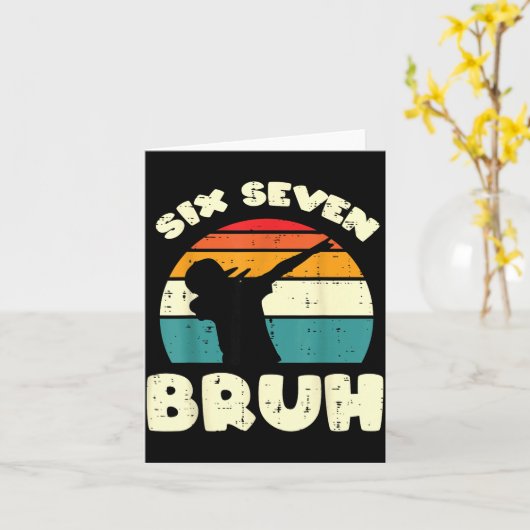Six Seven Bruh Dab Funny 67 Costume 6 7 Meme Kids  カード (黄色い花)