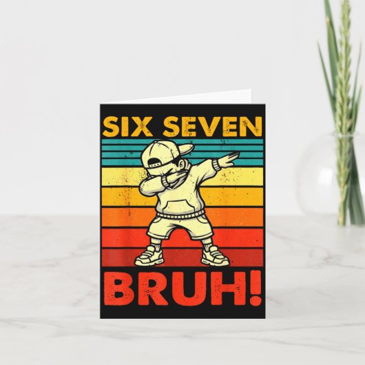 Six Seven Bruh Dabbing Boy Funny 67 Meme Gen Alpha カード (正面)