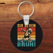 Six Seven Bruh Dabbing Boy Funny 67 Meme Gen Alpha キーホルダー (正面)