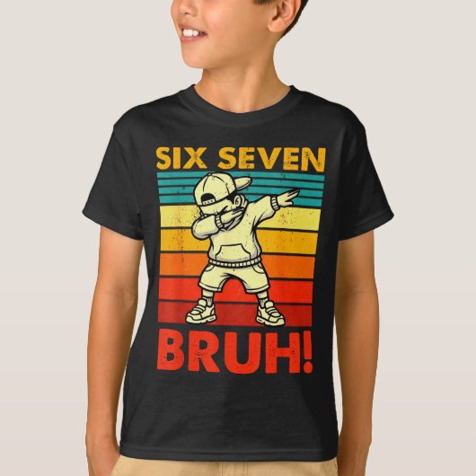 Six Seven Bruh Dabbing Boy Funny 67 Meme Gen Alpha Tシャツ (正面)