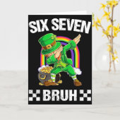 Six Seven Bruh Dabbing Leprechaun St Patricks Day  カード (黄色い花)
