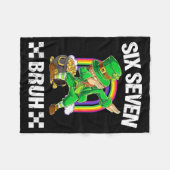 Six Seven Bruh Dabbing Leprechaun St Patricks Day  フリースブランケット (正面(横))