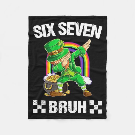 Six Seven Bruh Dabbing Leprechaun St Patricks Day  フリースブランケット (正面)