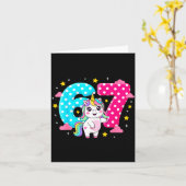 Six Seven Bruh Dabbing Unicorn 6 7 Meme 7th Birthd カード (黄色い花)