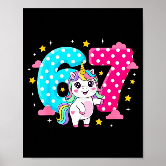 Six Seven Bruh Dabbing Unicorn 6 7 Meme 7th Birthd ポスター (正面)