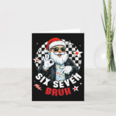 Six Seven Bruh Funny Checkered Cool Santa Claus Ro カード (正面)