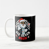 Six Seven Bruh Funny Checkered Cool Santa Claus Ro コーヒーマグカップ (左)